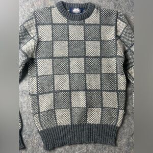 Gray and Cream Checkered Sweater